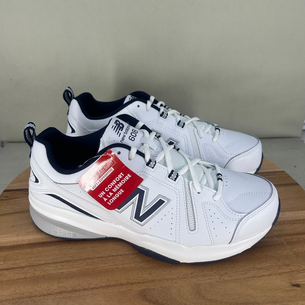 New Balance 608 Mens 11 4E Wide White Navy Cross Training Shoes MX608WN5